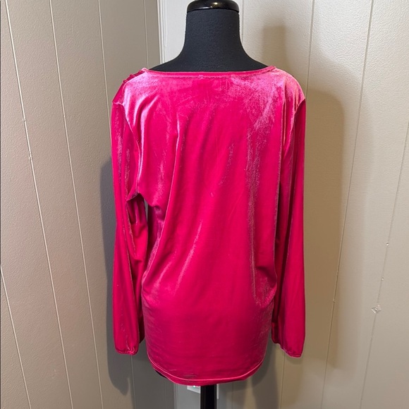 Weekend Suzanne Betro Women’s Large Pink Pleated Relaxed Tunic Blouse V Neck - Picture 4 of 5